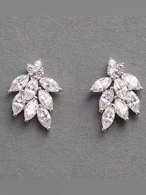 NEW Chantal Sterling Silver White Crystal Cluster CZ Stud Earrings